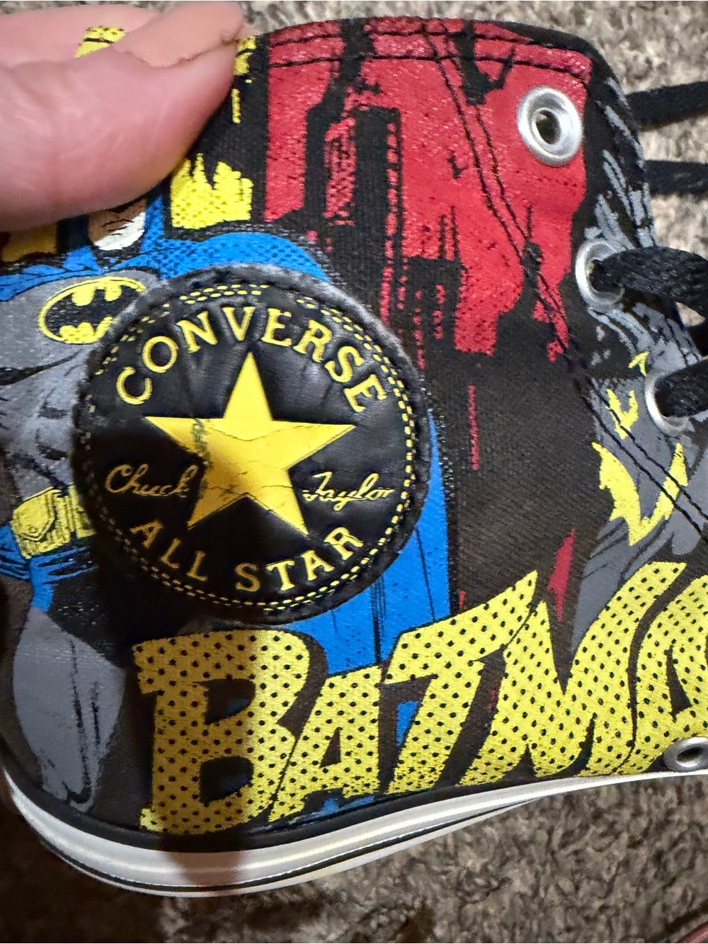 Converse Kids Batman High Top Sneakers - Black, Yellow, Red, Blue